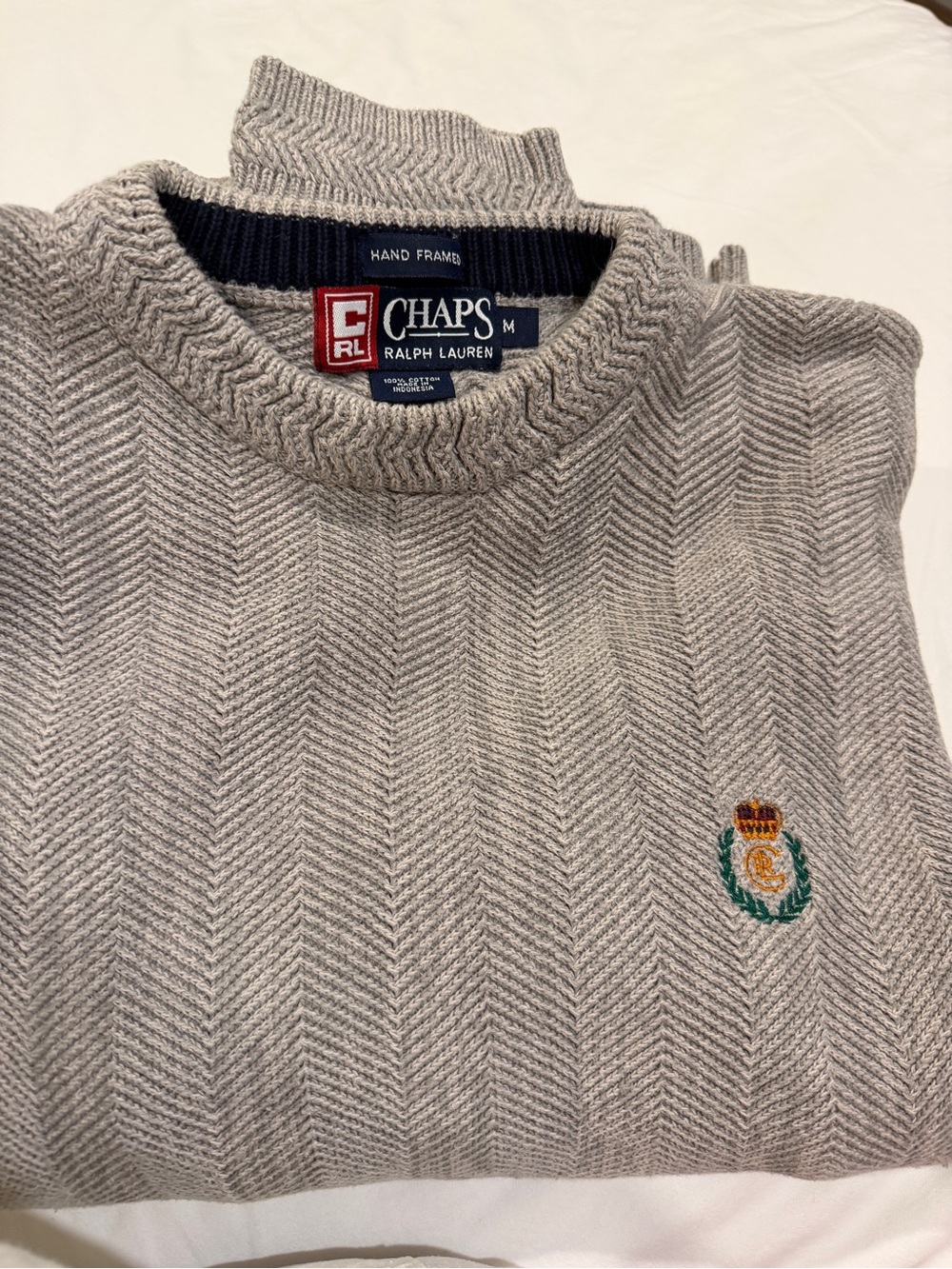 Chaps Ralph Lauren Men’s Grey Crewneck Cotton Sweater Size M